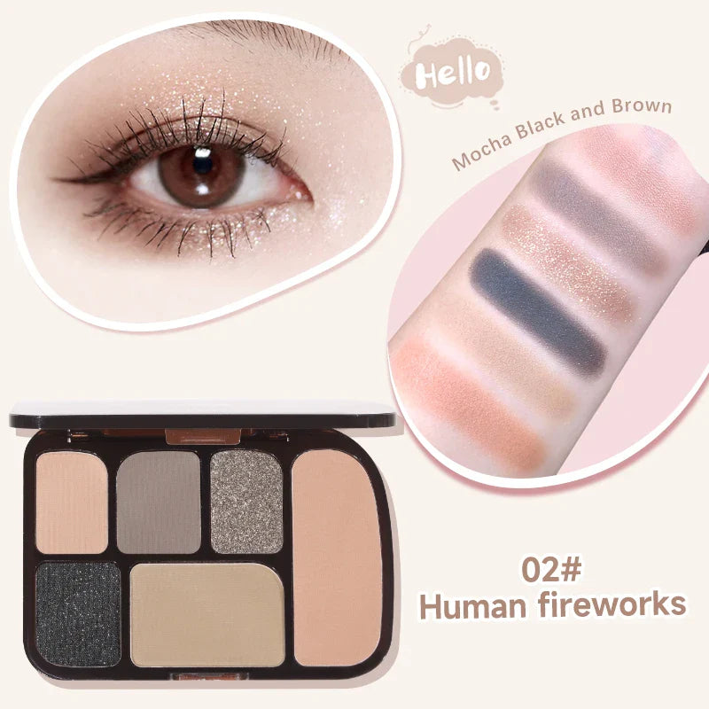 6 Color Earth Tone Eyeshadow Palette Waterproof-7